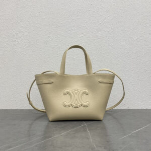 CABAS ANAIS Small Textured Cowhide Leather Tote Bag