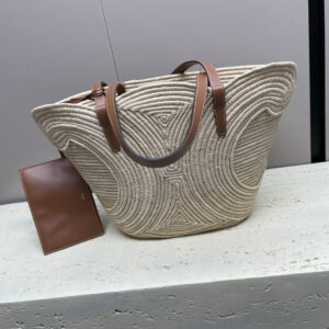 TRIOME Classic Medium Woven Tote Bag in Yellow-Brown