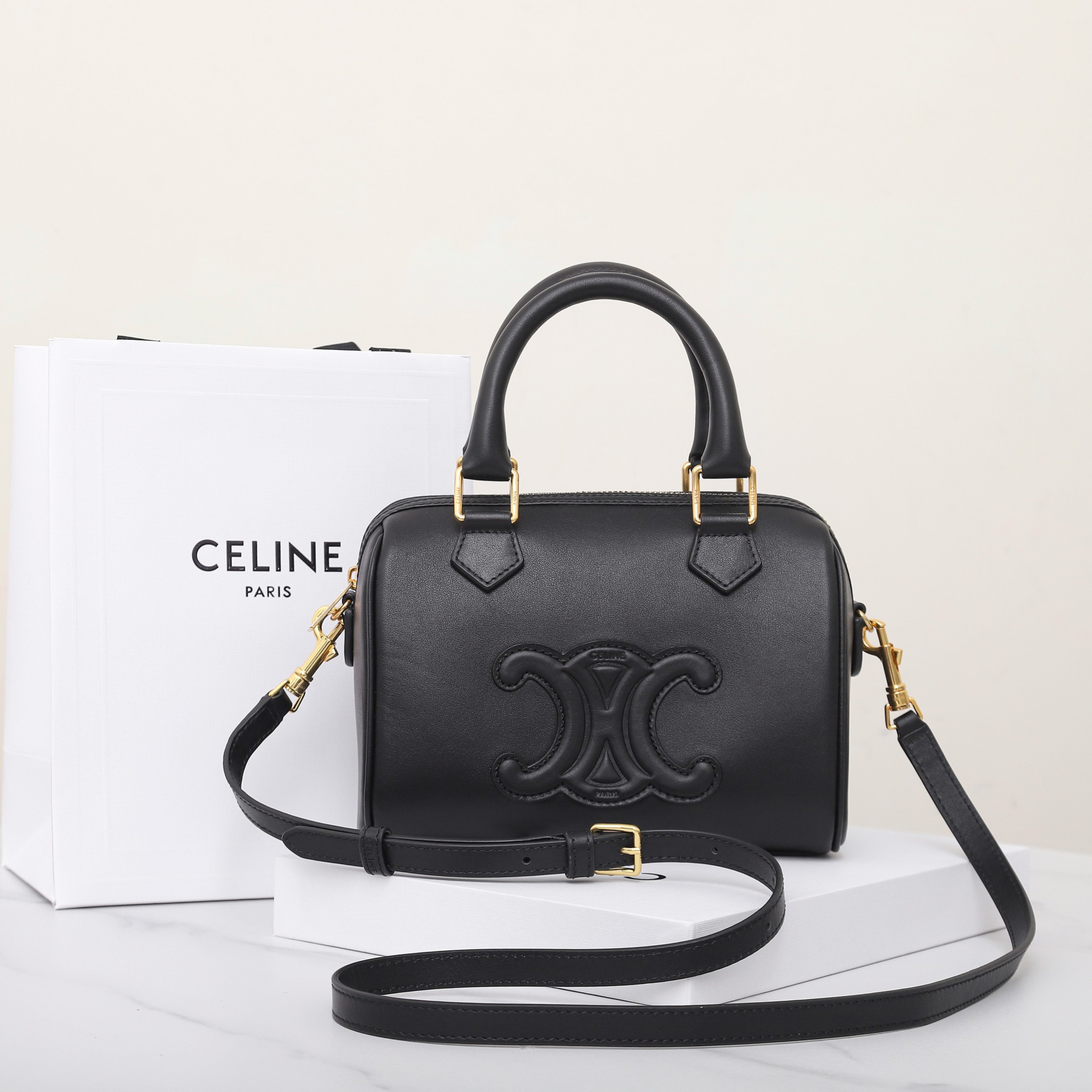 Italian Cowhide Embossed Bucket Handbag