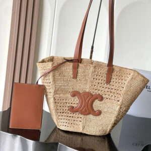 CELINE Medium Woven Triomphe Basket Bag