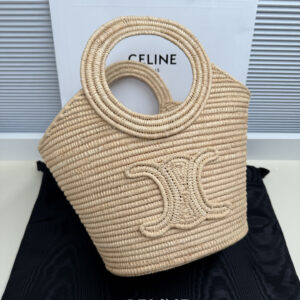 CELINE Raffia Woven Tote Bag