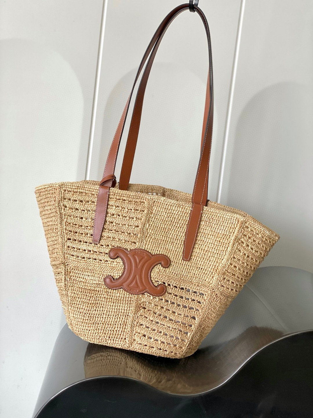 Celine Medium Woven Triomphe Basket Tote