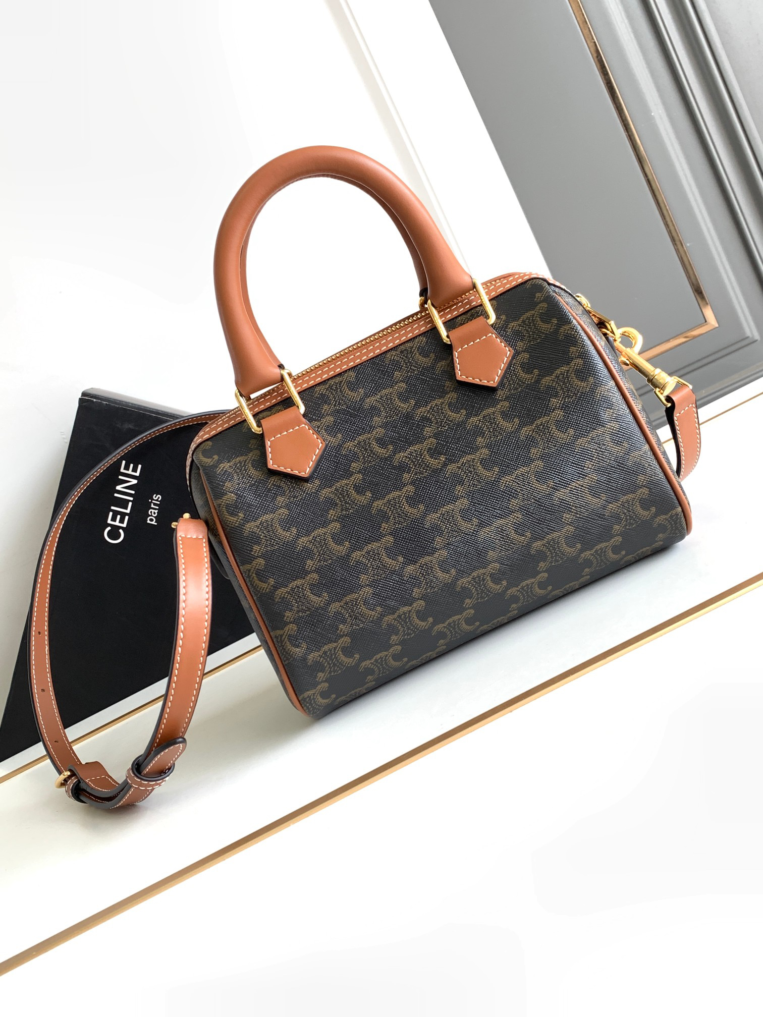 CELINE Small Triomphe Canvas Boston Bag