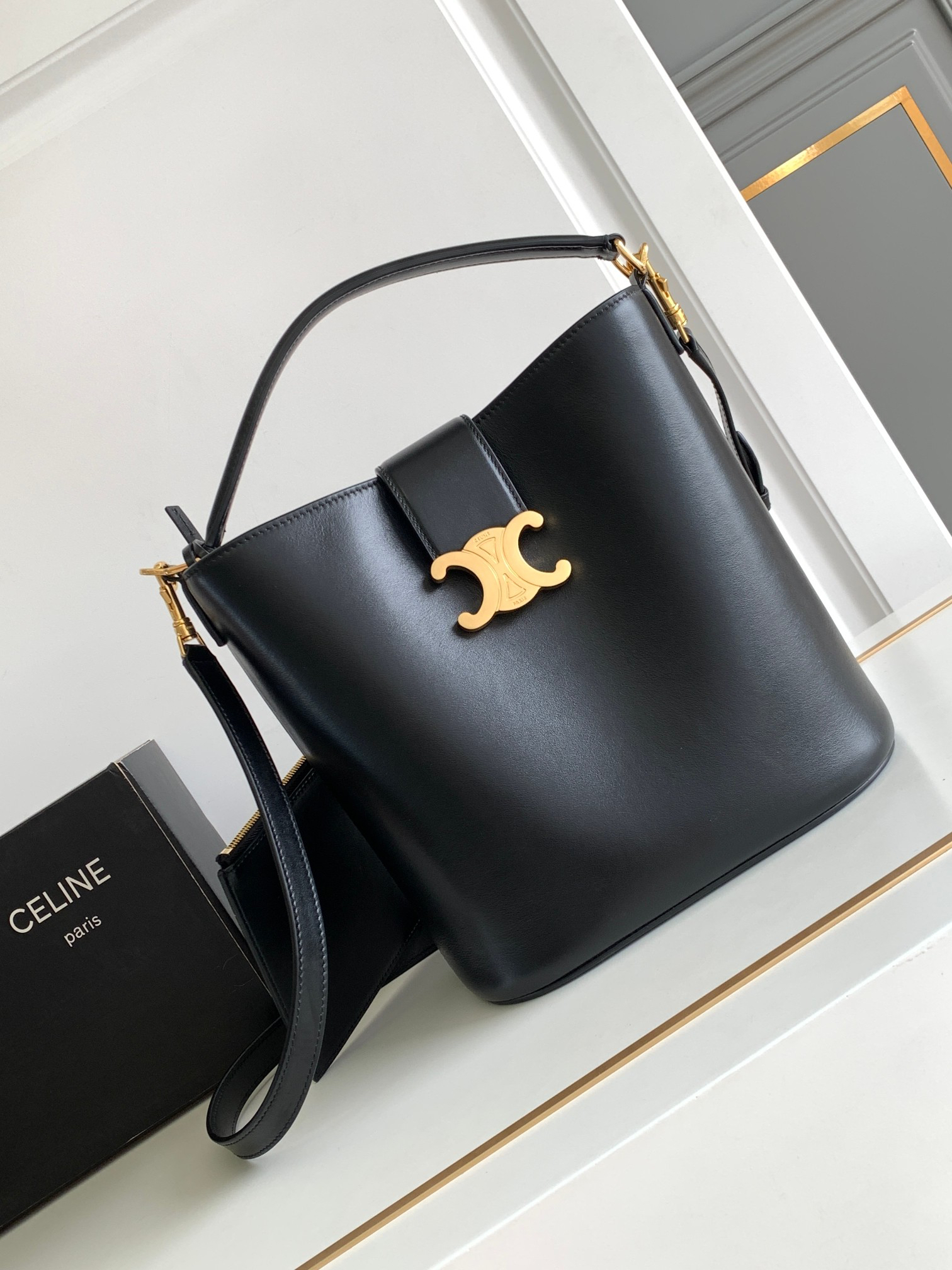 Celine Louise Medium Smooth Calfskin Bucket Bag