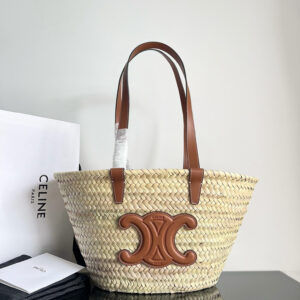 Celine Triomphe Woven Basket Tote Bag