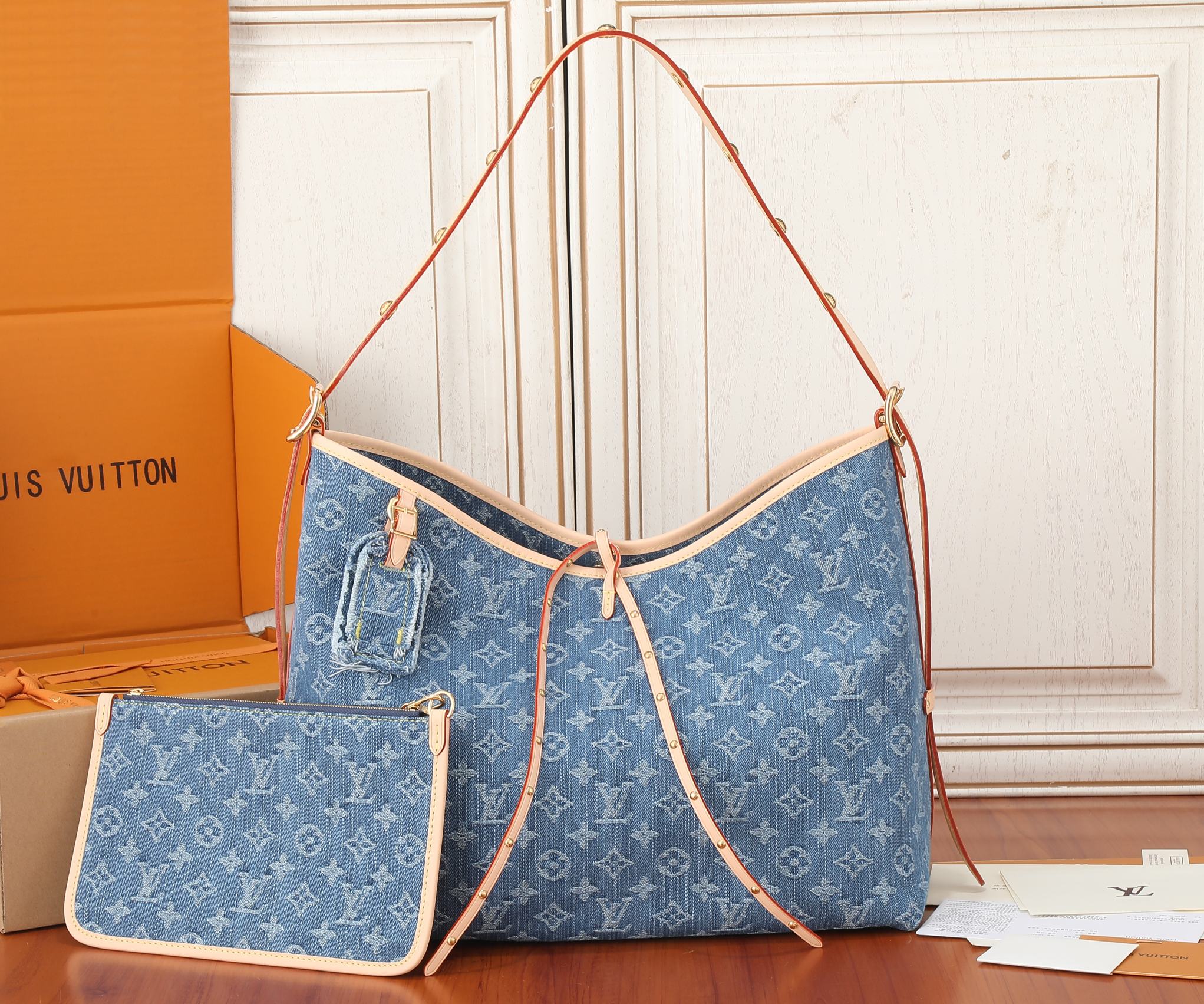Louis Vuitton CarryAll MM Tote Bag in Monogram Denim