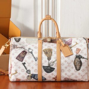 Louis Vuitton Keepall Bandouliere 45 Travel Bag in Monogram Dune Canvas