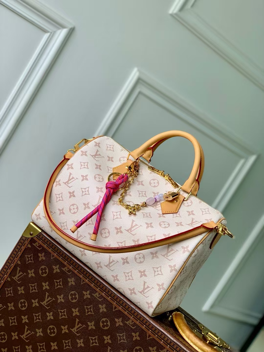 Louis Vuitton Speedy Soft 30 Lucky Handbag in Monogram Dune Canvas