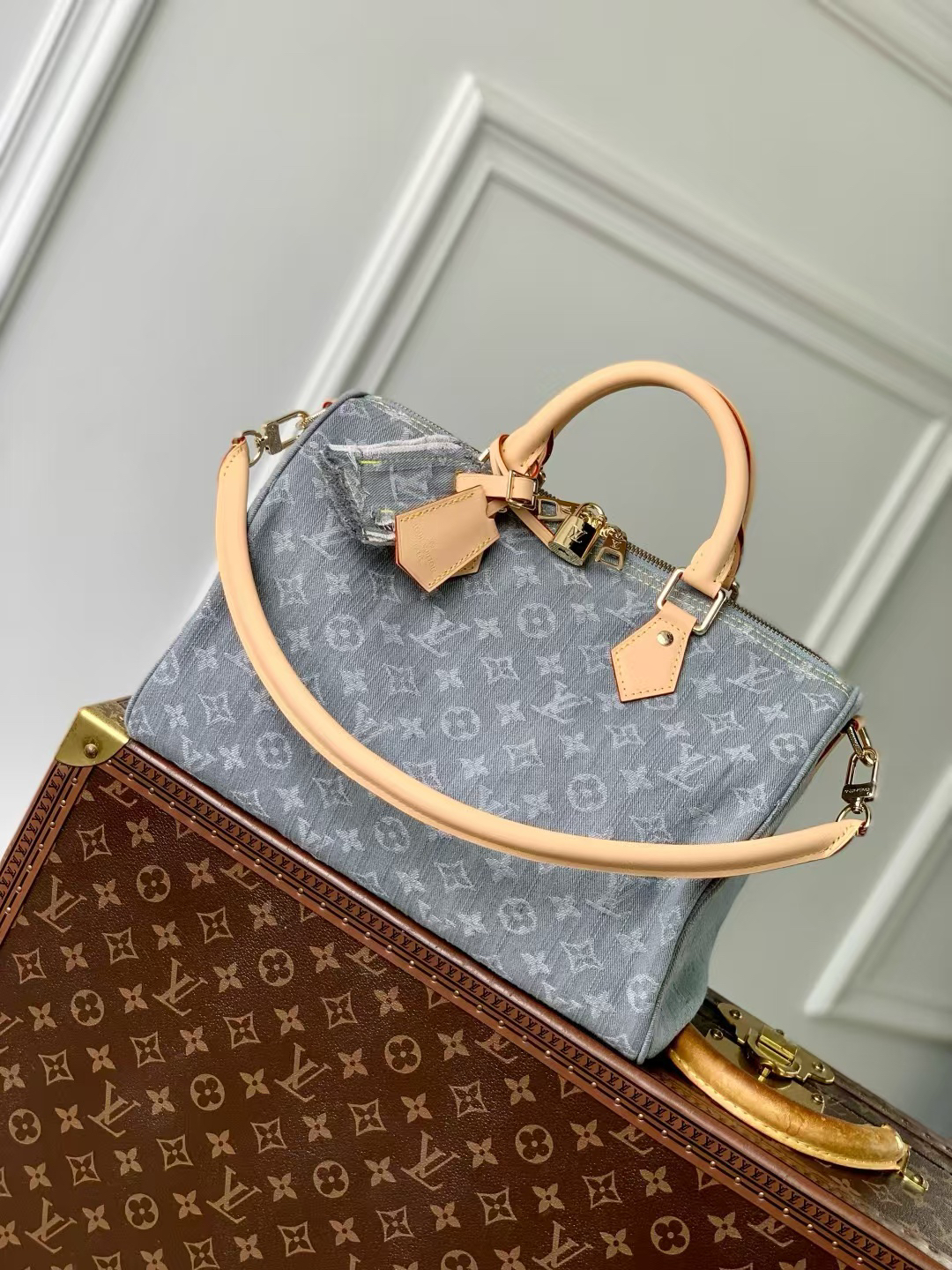 Louis Vuitton Speedy Soft 30 Monogram Denim Handbag