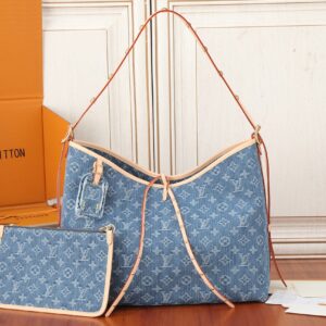 CarryAll Medium Handbag in Monogram Denim Canvas and Leather