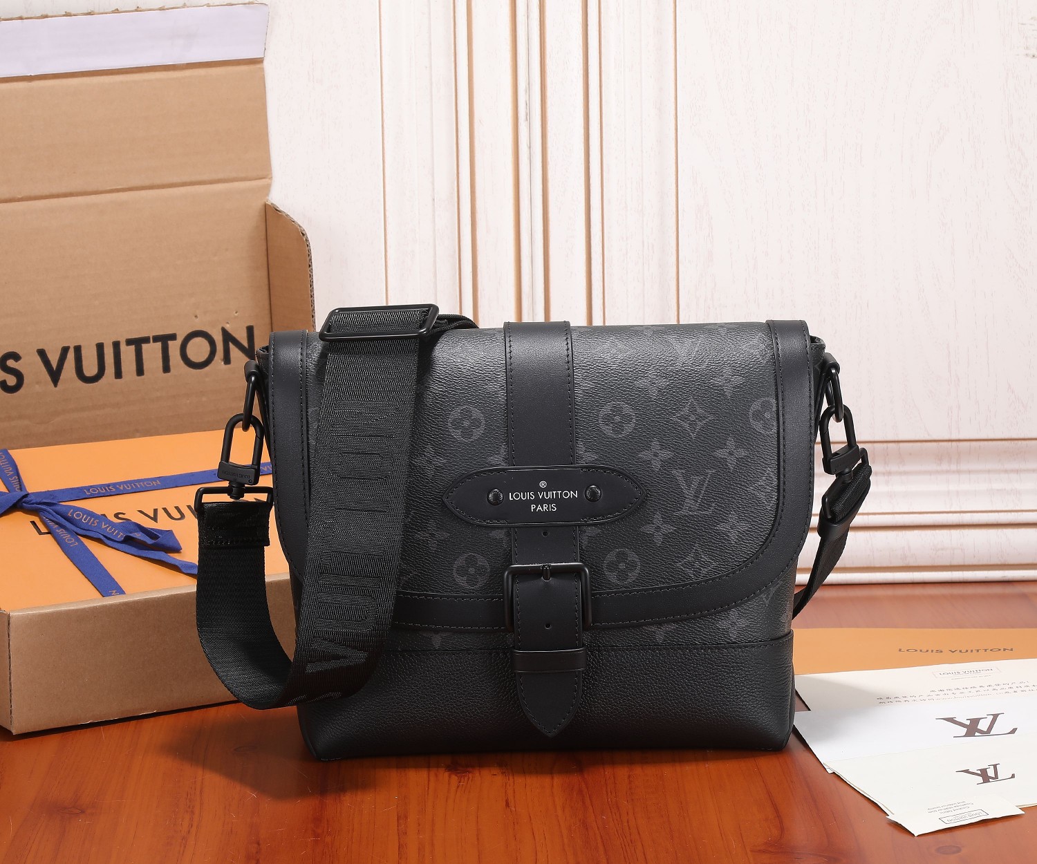 Louis Vuitton Saumur Bag in Monogram Eclipse Canvas