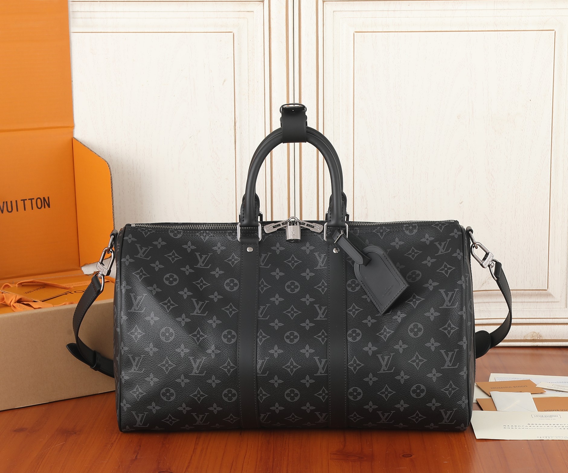 Louis Vuitton Keepall 45 Travel Bag in Monogram Eclipse Canvas