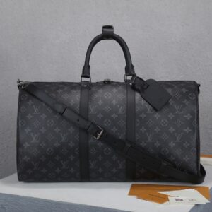 Louis Vuitton Keepall 50 Travel Bag in Monogram Eclipse Canvas