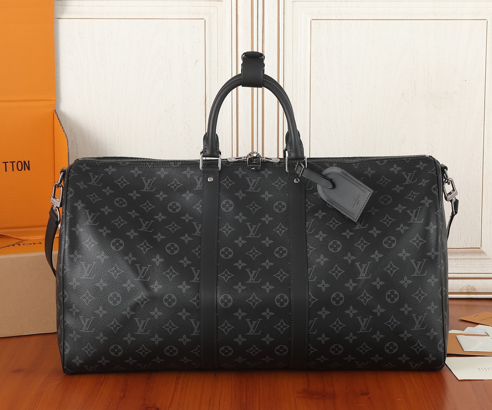 Louis Vuitton Keepall 55 Monogram Eclipse Travel Bag