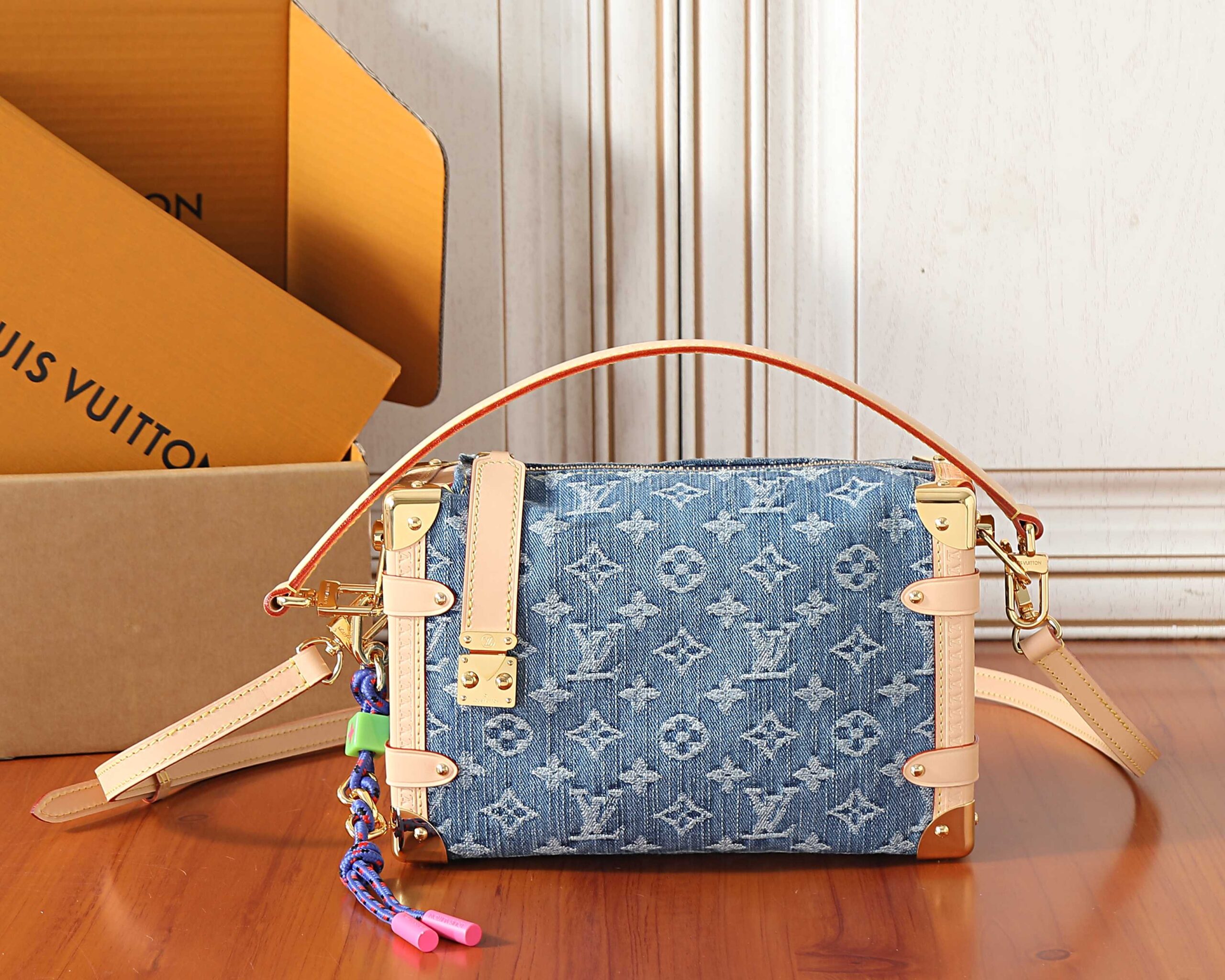 Side Trunk Medium Denim Shoulder Bag