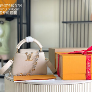 Louis Vuitton Capucines BB Handbag in White Cow Leather