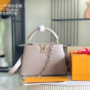 Louis Vuitton Capucines BB Handbag, Gray, Small