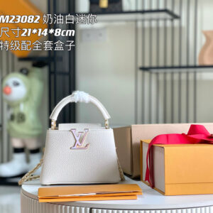 Louis Vuitton Capucines Mini Shoulder Bag in Cream White Taurillon Leather