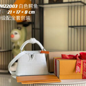 Louis Vuitton Capucines Mini Handbag in Crocodile-Pattern Leather