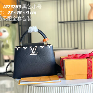 Louis Vuitton Capucines BB Small Handbag in White Leather with Gold-Tone Crown Detail
