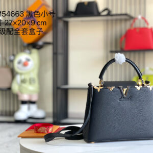 Louis Vuitton Capucines BB Handbag in White Leather with Gold Hardware
