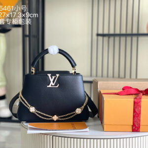 Louis Vuitton Capucines Small Black Leather Handbag
