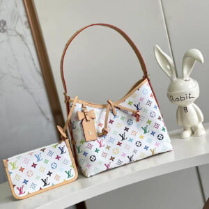 Louis Vuitton CarryAll Small Shoulder Bag in White Multicolor Monogram Canvas
