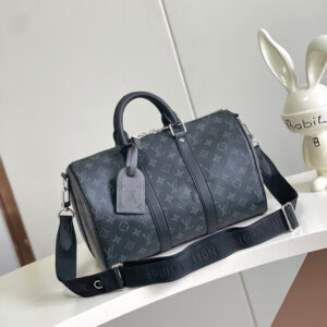 Louis Vuitton Keepall Bandoulière 35 Travel Bag in Monogram Eclipse Canvas