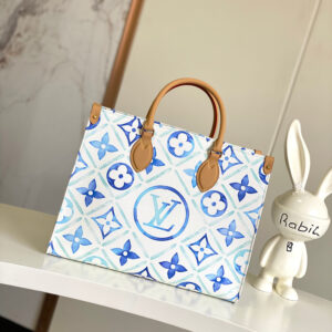 Louis Vuitton OnTheGo Medium Tote Bag in Blue Monogram Tiles Canvas