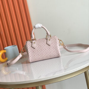 Louis Vuitton Nano Speedy Handbag – Embossed Cowhide Leather with Gold-Tone Hardware