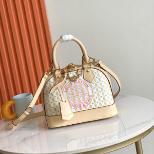 Louis Vuitton Alma BB Stamp Handbag in Beige Monogram Canvas