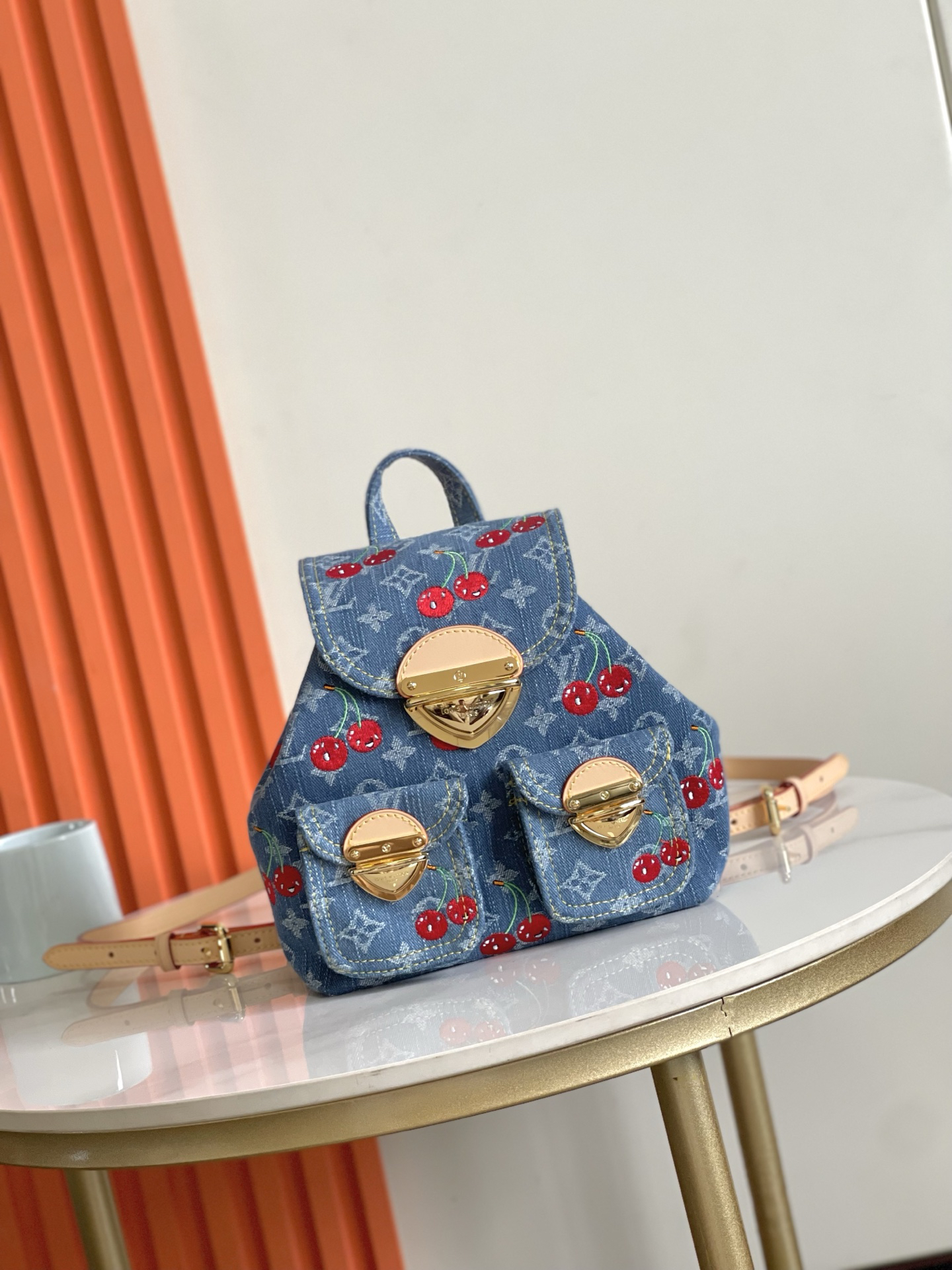 Louis Vuitton x Takashi Murakami Venice Double Shoulder Bag in Monogram Denim