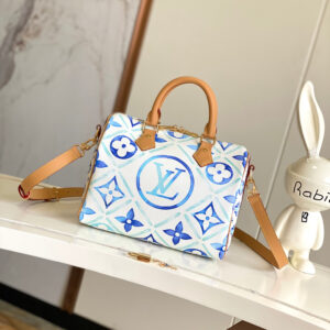 Louis Vuitton Speedy Bandoulière 25 Handbag in Blue Monogram Tiles Canvas