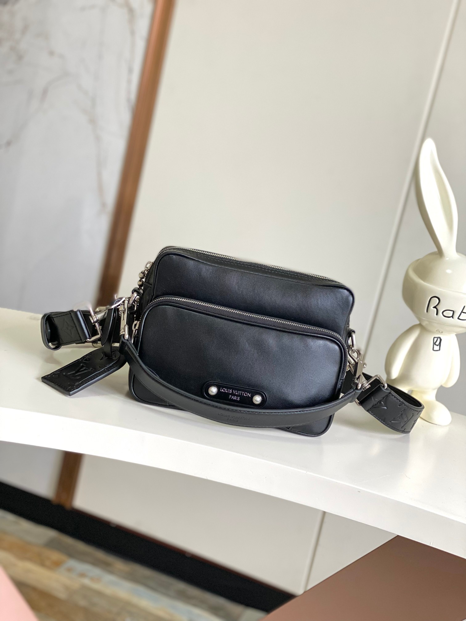 Nil Leather Crossbody Bag with Pearl-Embellished Louis Vuitton Paris Patch