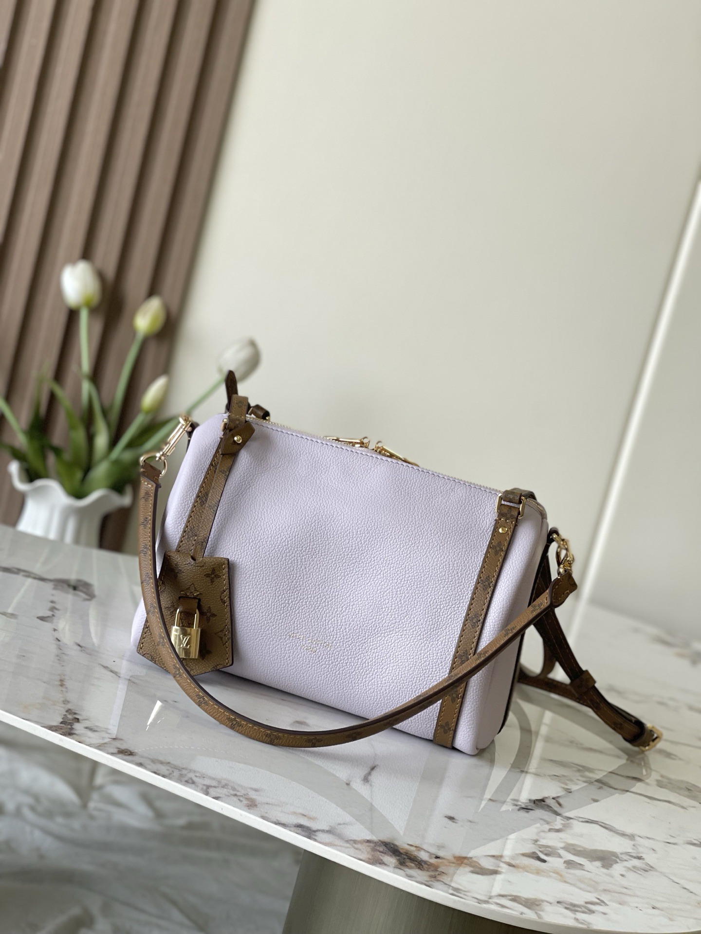 Express Small Handbag M27275 in Purple Grained Calfskin