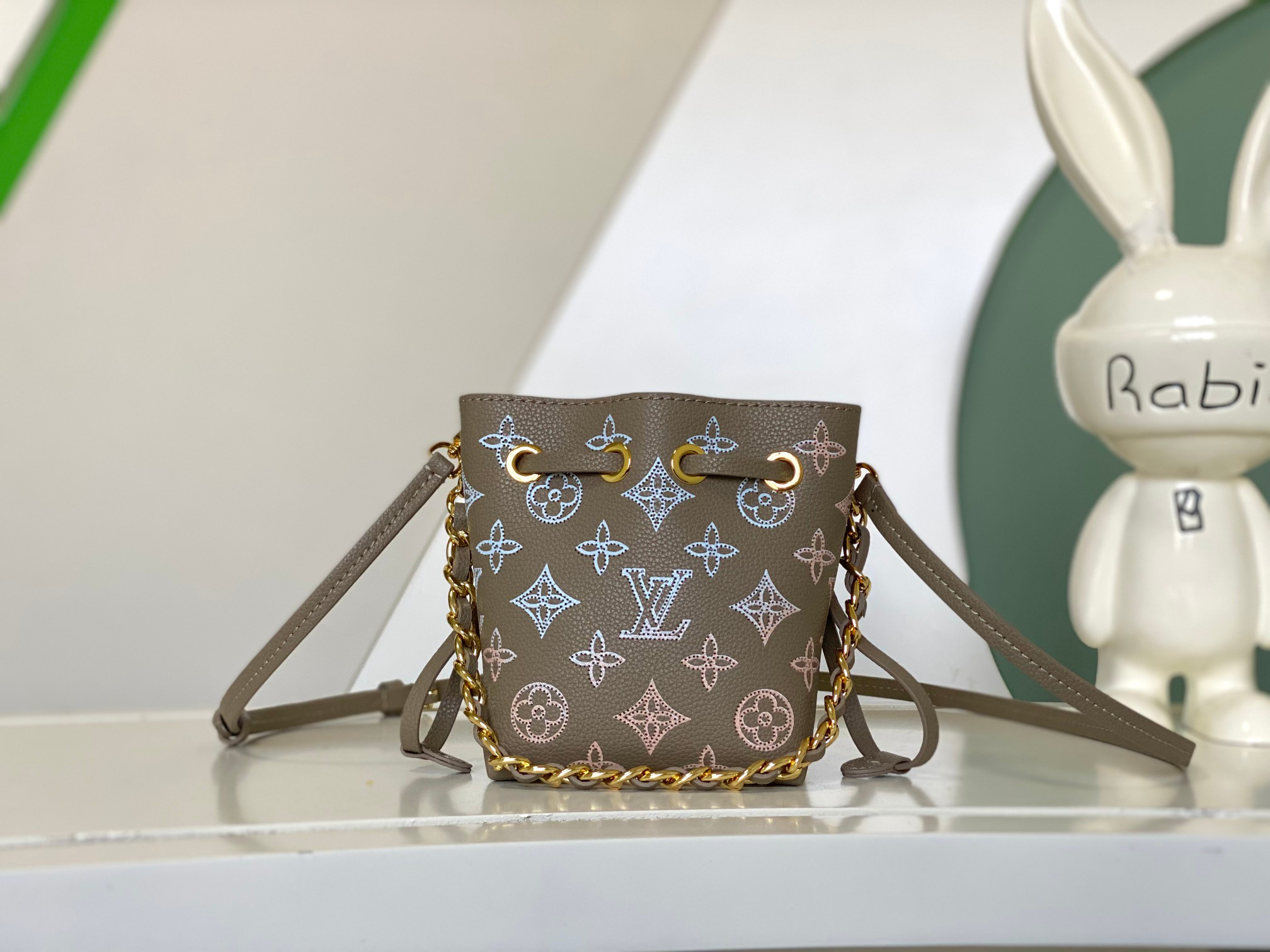Pico Bella Bucket Crossbody Bag M82744 / 82731 in Black Gradient Laser-Cut Calfskin