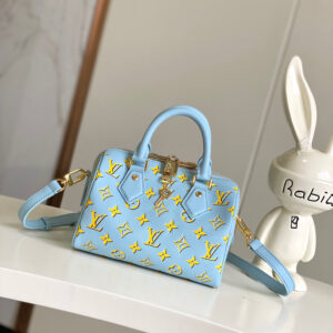 Louis Vuitton Speedy Bandoulière 20 Handbag in Blue Silk Monogram Empreinte Leather