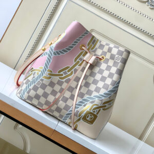 Louis Vuitton Neverfull White Checkerboard Printed Leather Tote Bag