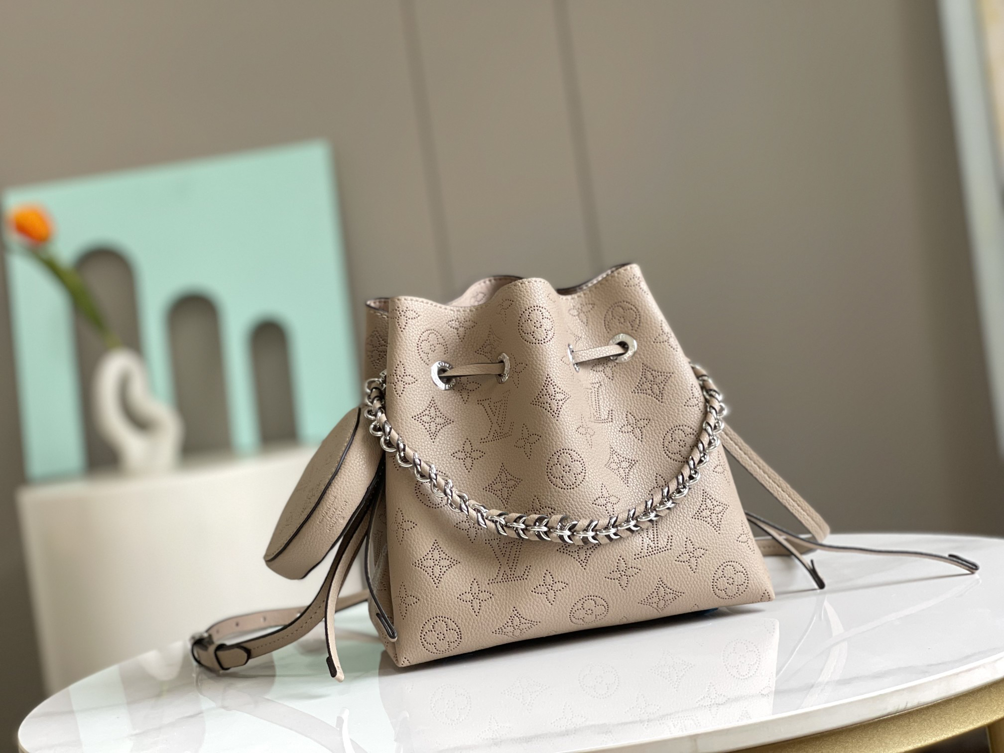 Louis Vuitton Bella Monogram Leather Bucket Bag
