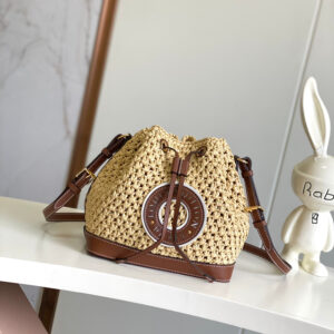Louis Vuitton Noé BB Woven Raffia Bucket Bag M24722