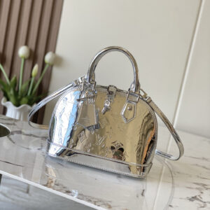 Louis Vuitton Alma BB Monogram Miroir Silver Coated Canvas Handbag