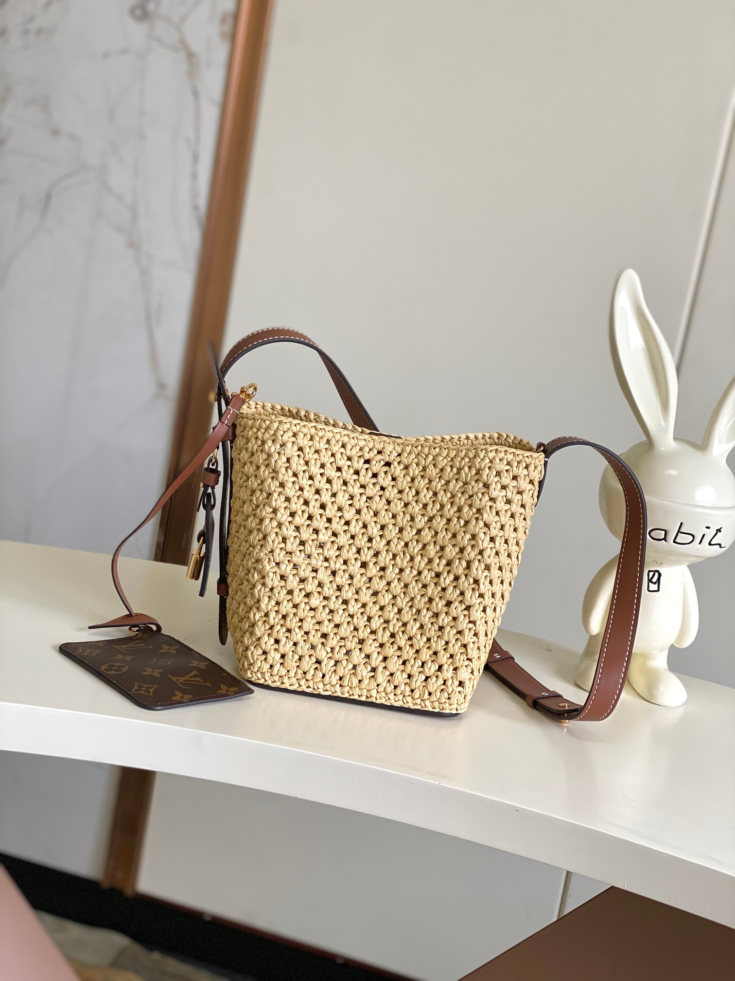 All In BB Raffia Crossbody Bag