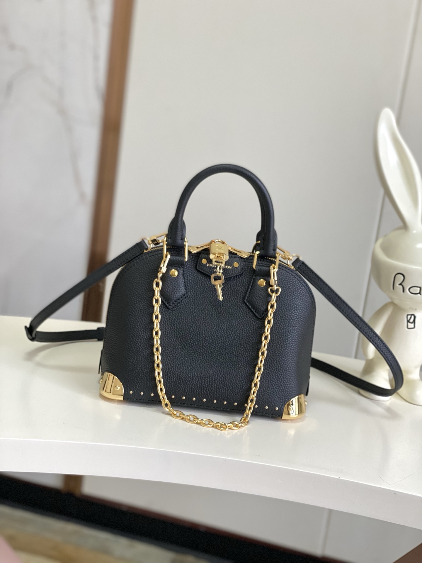 Alma Trunk BB Leather Crossbody Bag - Black