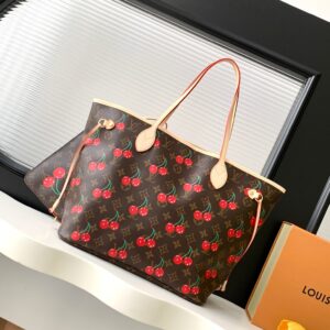 Louis Vuitton Neverfull MM Monogram Cherry Tote Bag