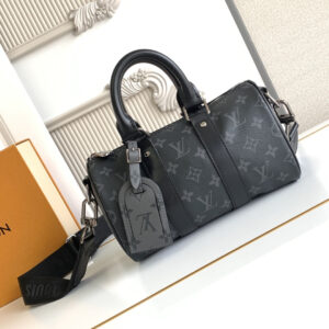 Louis Vuitton Keepall 25 Crossbody Bag in Monogram Eclipse Reverse Canvas