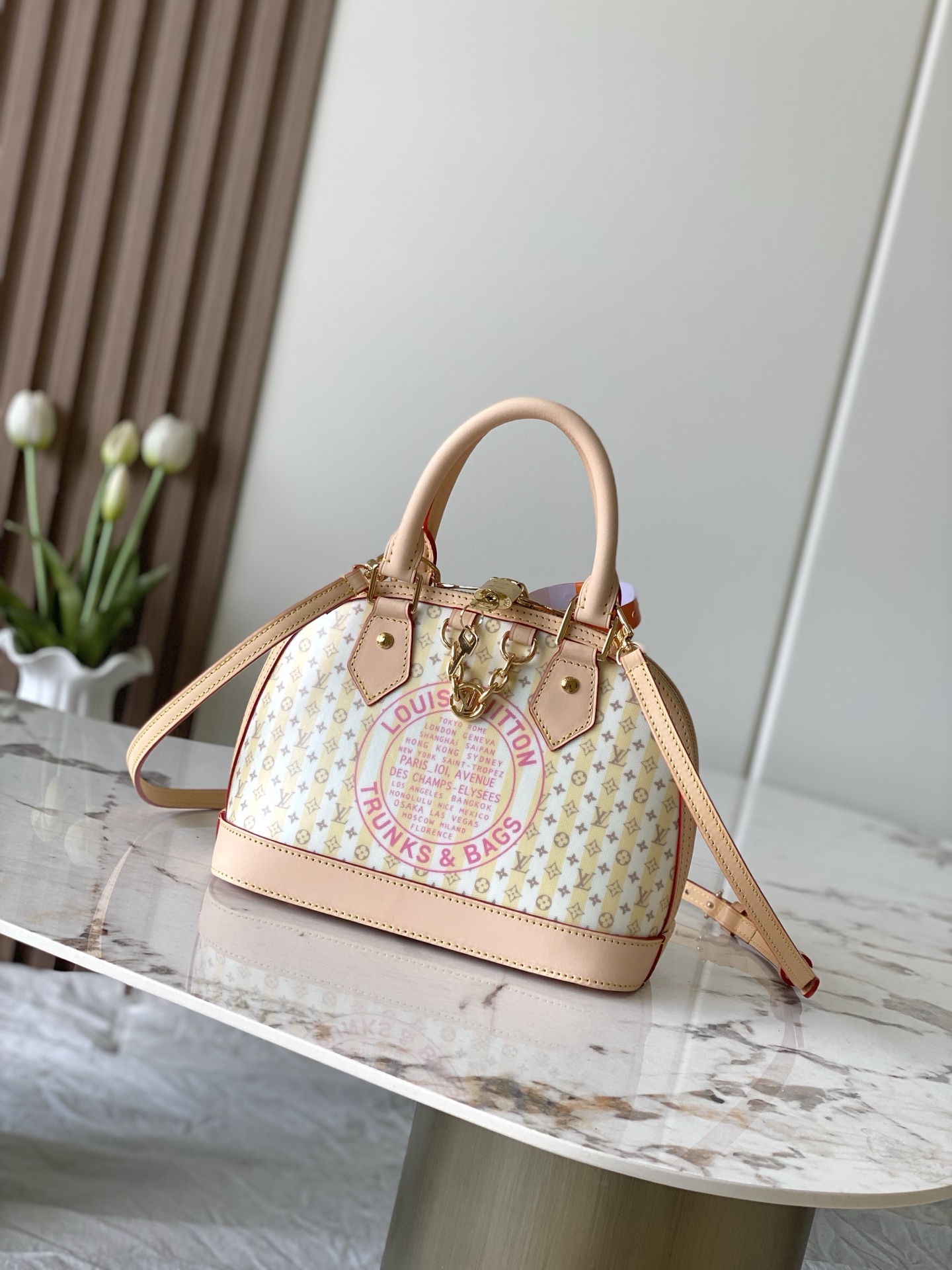 Louis Vuitton Alma BB Handbag in Beige Monogram Leather