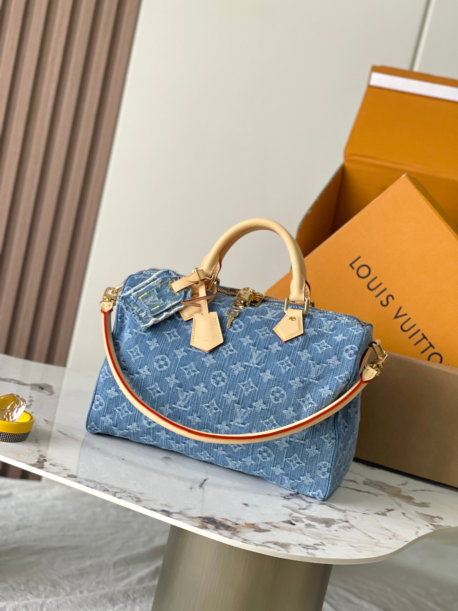 Louis Vuitton Speedy Bandoulière 30 Denim Handbag