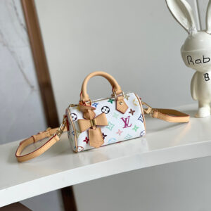 Louis Vuitton x Takashi Murakami Nano Speedy Handbag in White Monogram