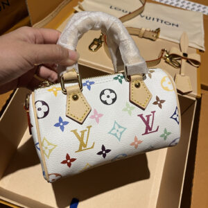 Louis Vuitton x Takashi Murakami Speedy Nano White Multicolor Handbag