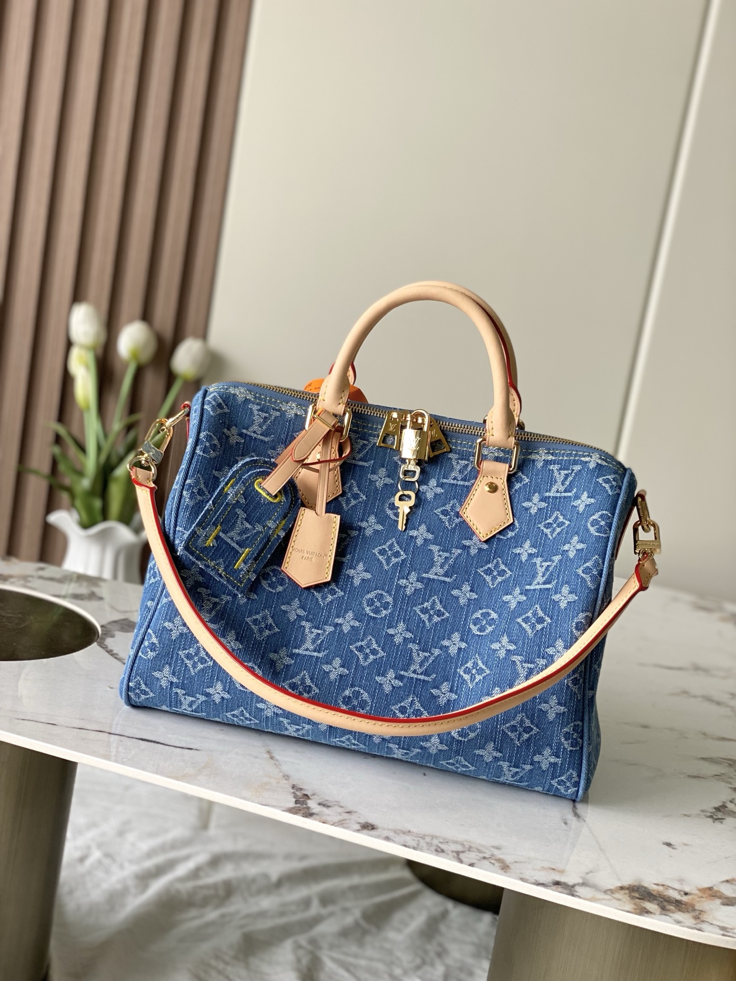 Louis Vuitton Speedy Bandoulière 30 Denim Handbag